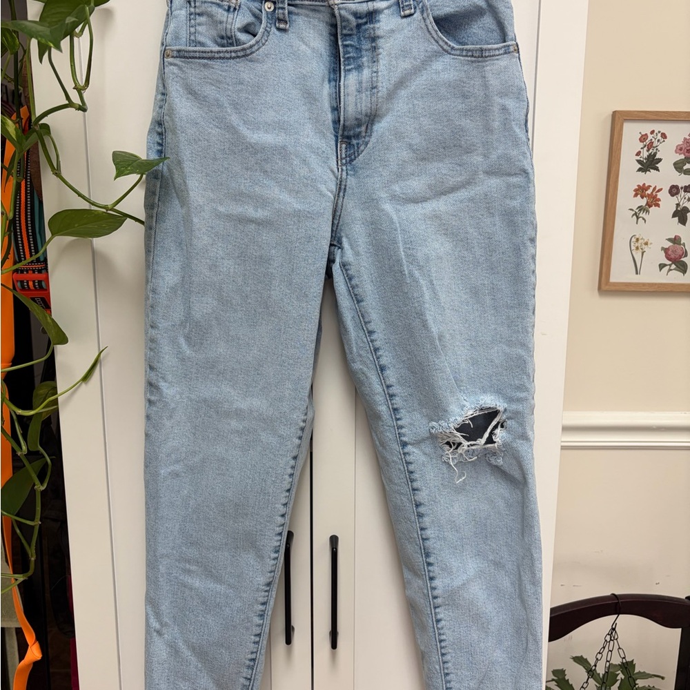 Levi's Light Blue Straight Leg Jeans with Rip